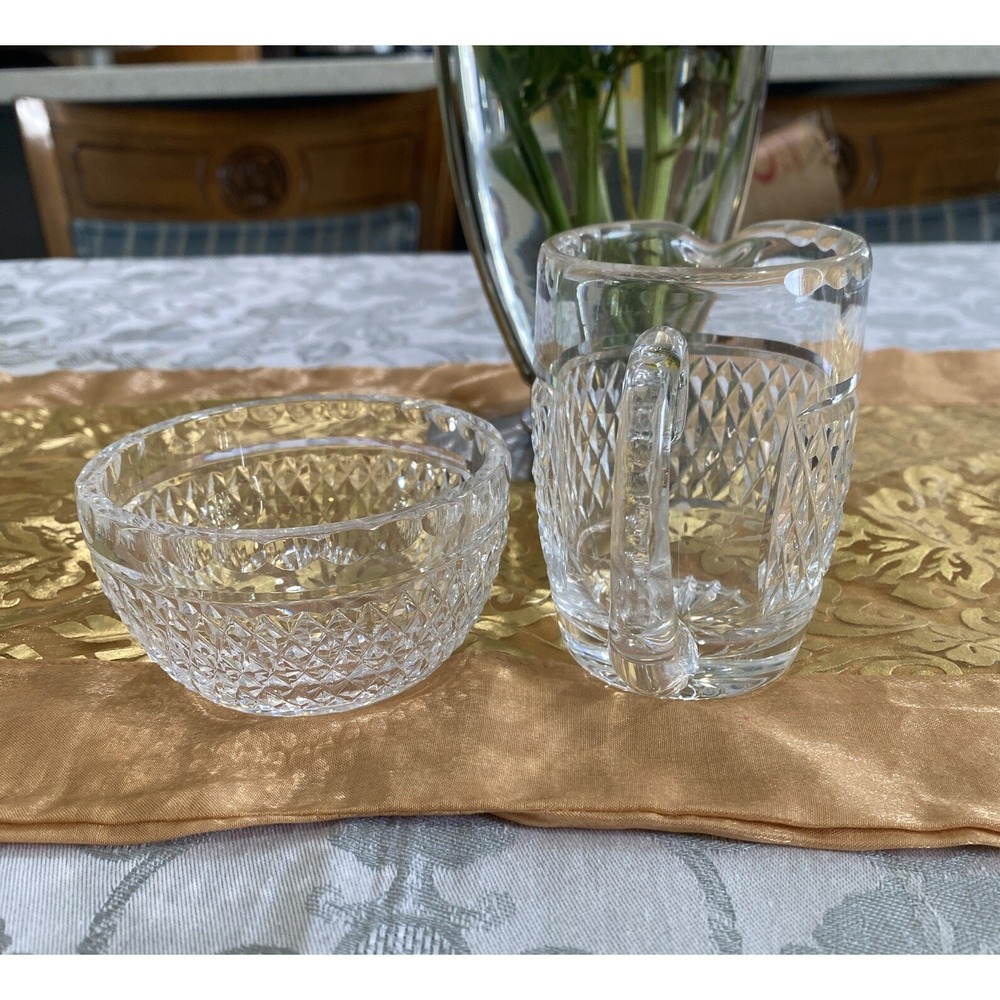 VTG Waterford Crystal Diamond Cut Open Sugar Bowl With Creamer EUC #CottageCore